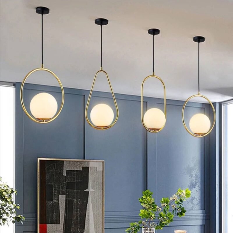 Suspended glass ball chandelier