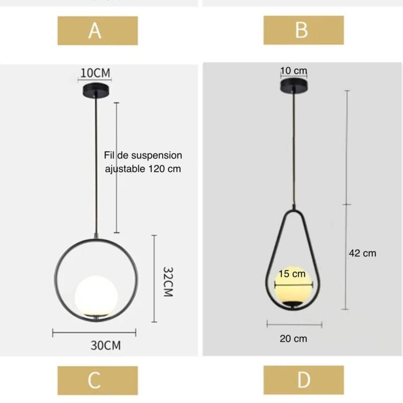 Suspended glass ball chandelier - Image 8